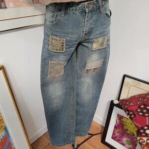 Academiks Faded Patched Jeans Size 18